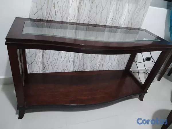 decoración y accesorios - Mesa de caoba tope de vidrio  3