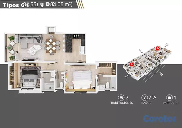 apartamentos - Apartamento en venta en bella vista de dos habitac 12