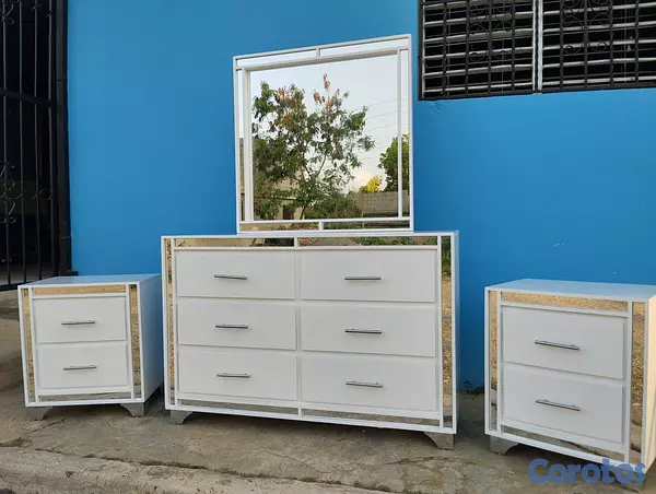 muebles y colchones - Gavetero y mesa de noche blanco moderno  2