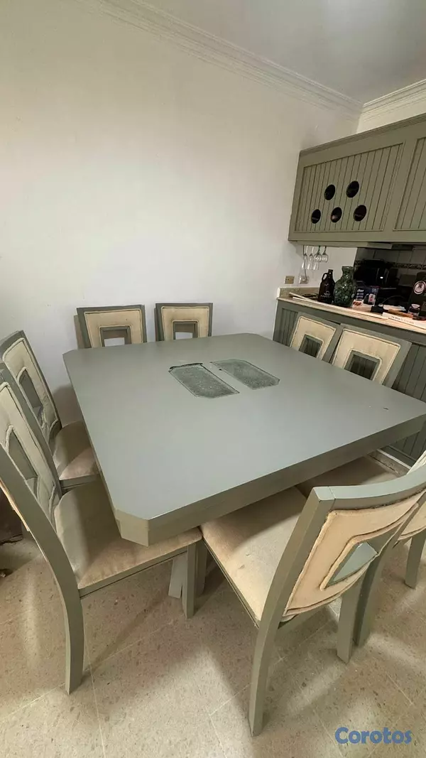 muebles y colchones - Juego de comedor de 6 sillas + mesa con top de vidrio 2