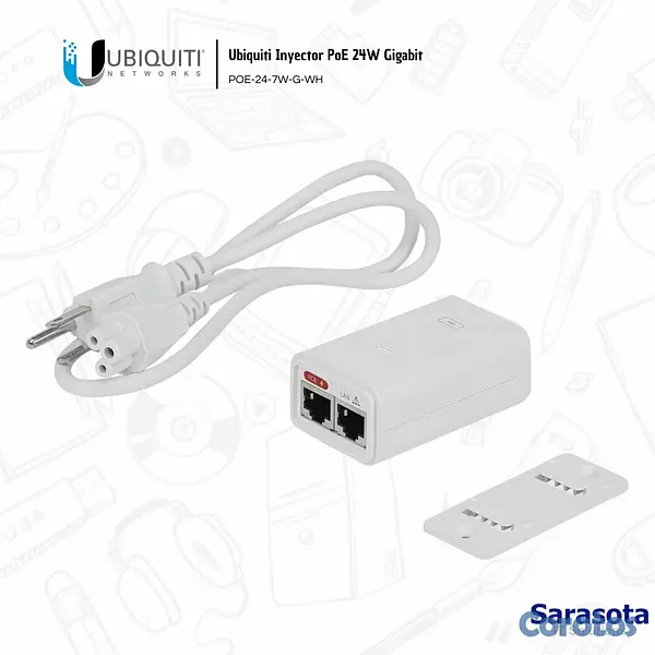 accesorios para electronica - Ubiquiti Inyector PoE 24V Gigabit (POE-24-7W-G-WH) 2