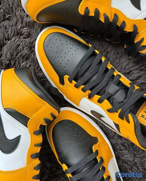 zapatos unisex - Tenis Teni Sneaker NIKE AIR JORDAN 1 MID TAXI BLACK YELLOW Original Originales🚕 4