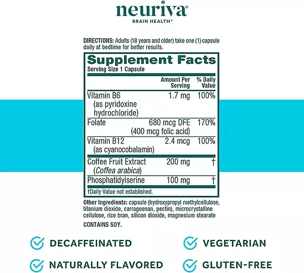 Salud y Equipamiento Médico - Neuriva Nootropic Brain Suplemento Plus 30 Capsulas 2