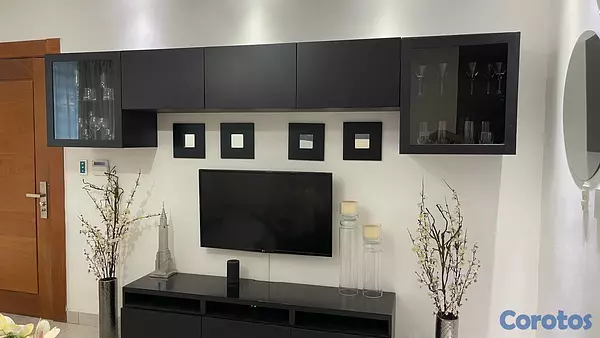 muebles y colchones - Mueble modular tipo IKEA para TV – moderno y elegante en negro 2