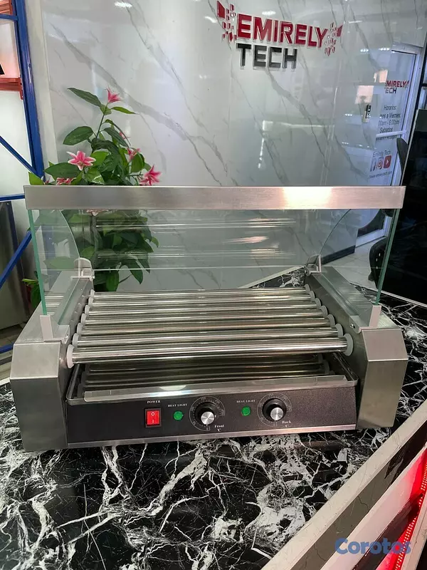 equipos profesionales - Maquina de hotdog Parrilla freidora de salchichas exhibidor BBQ rodillo caliente 2
