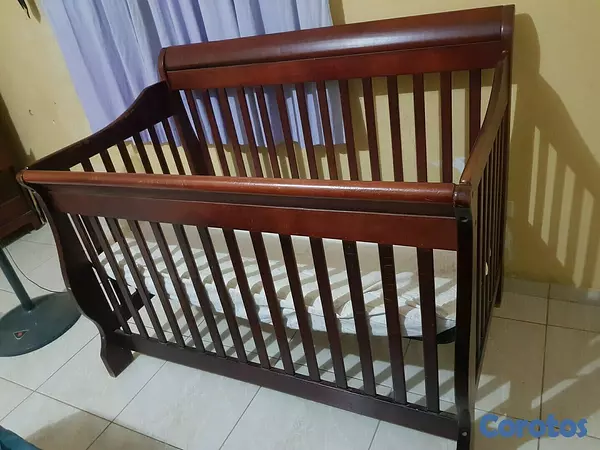 muebles - Cama Cuna convertible 4 posiciones en caoba NEGOCIABLE 2