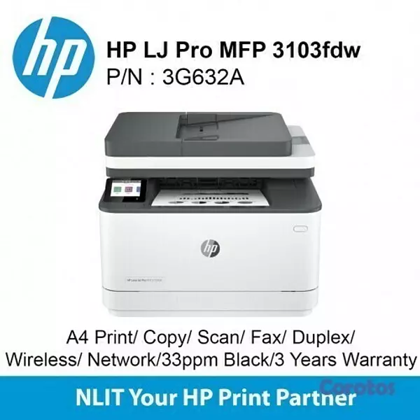 impresoras y scanners - MULTIFUNCION HP LASERJET PRO 3103FDW -B/W - DUPLEX - LASER - FAX - LETTER, 