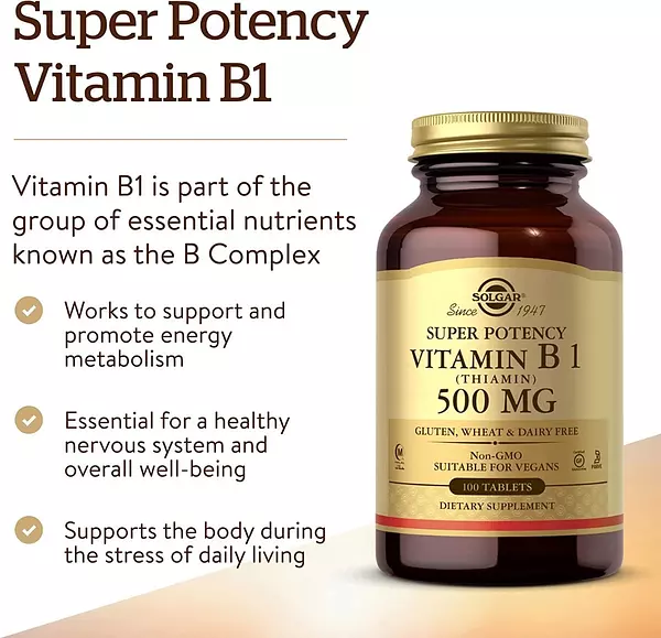 Salud y Equipamiento Médico - Vitamina B1 Tiamina 500 Mg Super Potencia 100 Tabletas 3