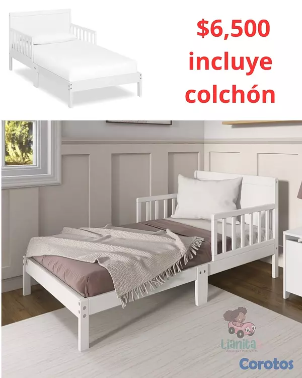 muebles - CAMA IMPORTADA MEDIDAS 29x54” PARA NIÑOS 1-6 AÑOS INCLUYE COLCHÓN NUEVA EN CAJA  2