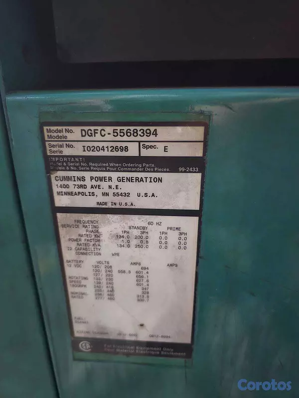 plantas e inversores - Planta eléctrica Cummins en venta – RD$600,000 7
