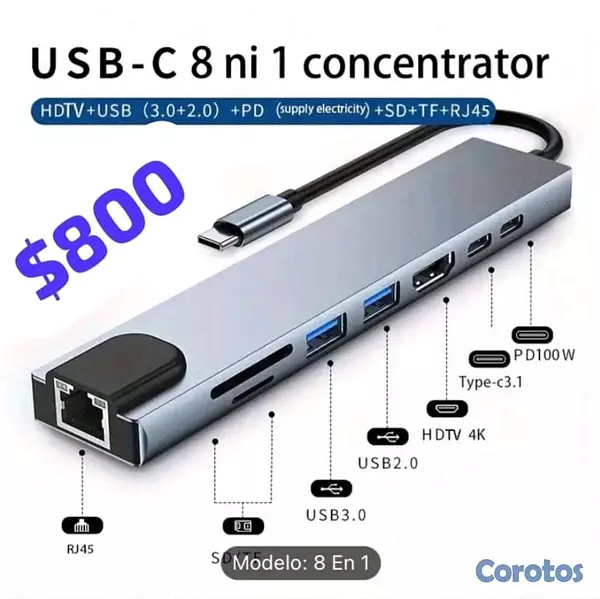 accesorios para electronica - Hub de varios puertos usb, sd y tipo c, verifica los modelos en la foto 6
