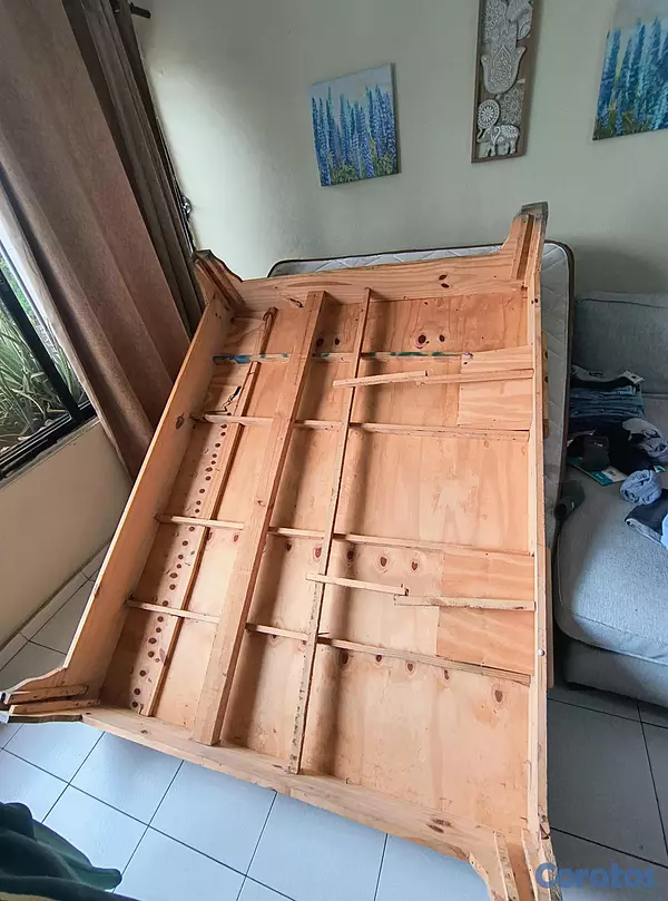 muebles y colchones - Cama de madera y colchon queen regalado practicame 2