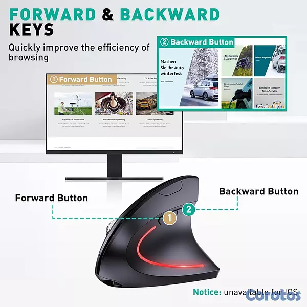 computadoras y laptops - Mouse Vertical Ergonómico Inalámbrico Recargable D 5