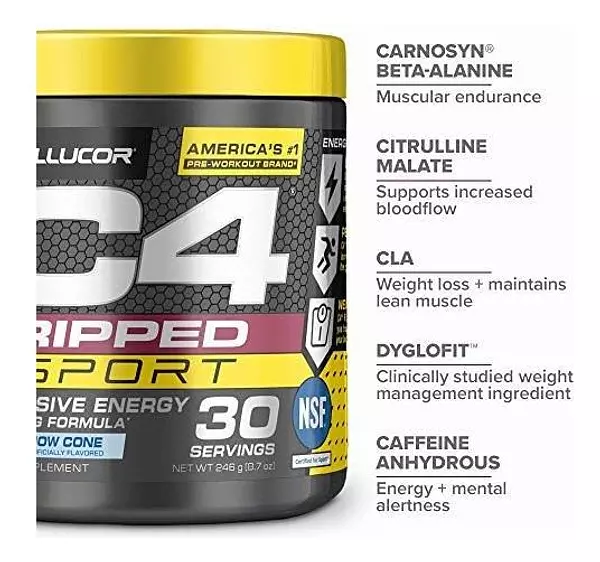 Salud y Equipamiento Médico - Pre-entreno - C4 Ripped Sport - 30 Servicios, 8.7 Oz 3