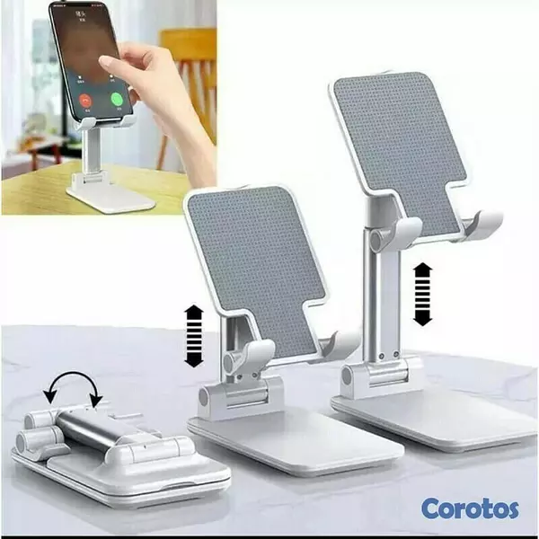 accesorios para electronica - Soporte de teléfono de metal ajustable y plegable para escritorio 6