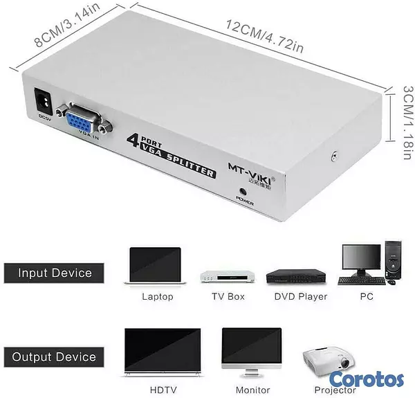 otros electronicos - Interruptor Splitter para monitores  VGA  1 en 4 puertos de vídeo 5