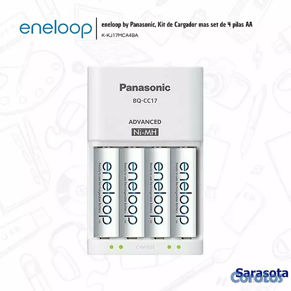 accesorios para electronica - Eneloop Baterías 4 AA con Cargador de 7 Horas + Ca 3