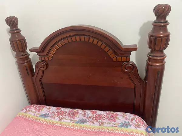muebles y colchones - Vendo cama twin caoba  con todo y colchón en Excelentes Condiciones   3