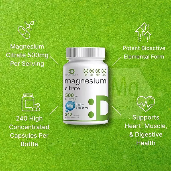 Salud y Equipamiento Médico - Deal Suplemento Citrato De Magnesio 500mg, 240 Cápsulas | Ol 4