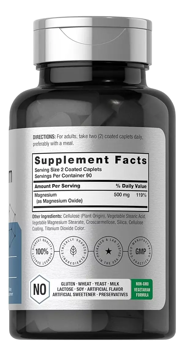 Salud y Equipamiento Médico - Magnesio 500mg | 180 Comprimidos | Suplemento Vegetariano 2