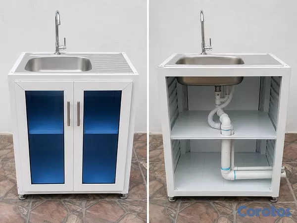 decoración y accesorios - Puerta de cristal y gabinetes con fregadero, mas un gabinete más un organizador  2