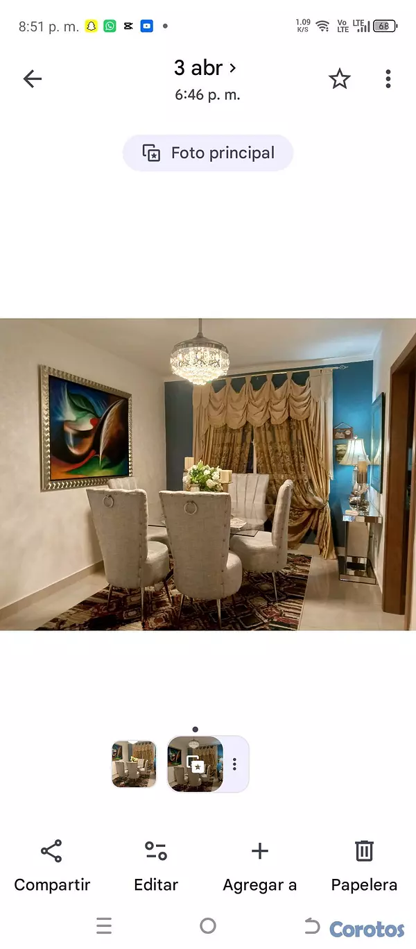 muebles y colchones - VENDO HERMOSO COMEDOR EN CRISTAL Y TELA  4