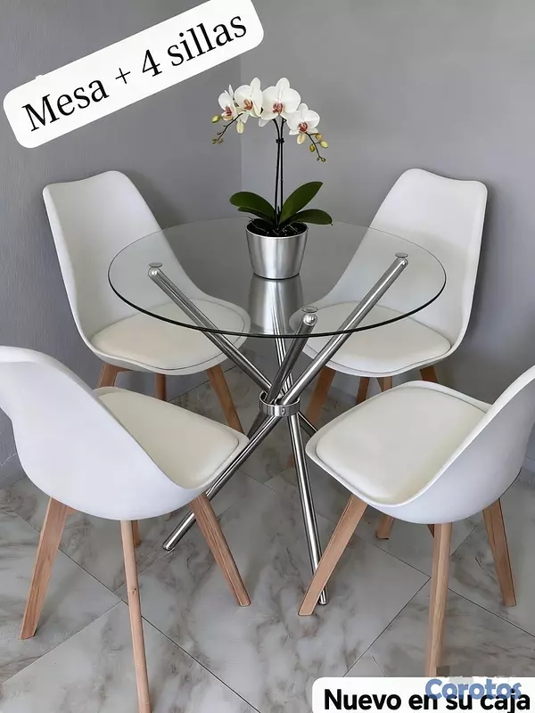 decoración y accesorios - *Juego* de *comedor* de 4 sillas nórdica modernal 2
