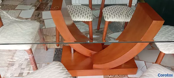 muebles y colchones - Juego de comedor caoba 6 sillas moderno 7