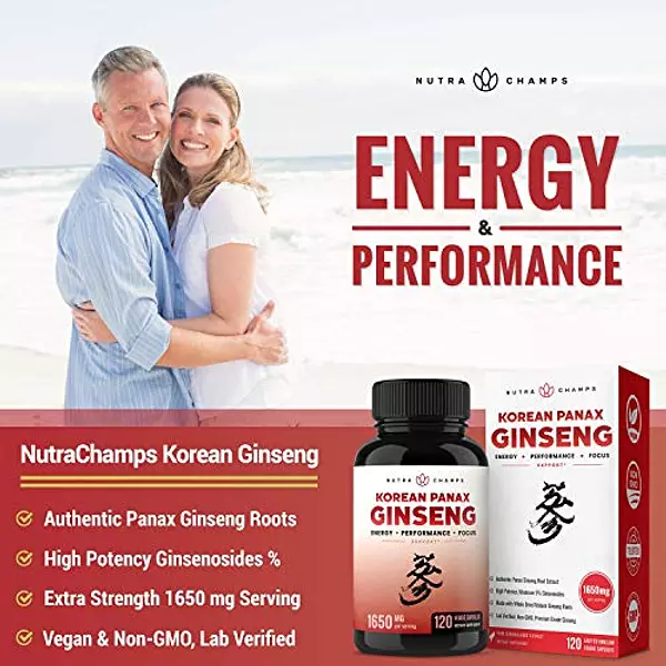 Salud y Equipamiento Médico - Nutrachamps Korean Red Panax Ginseng 1000mg 120 Cápsulas Veg 4