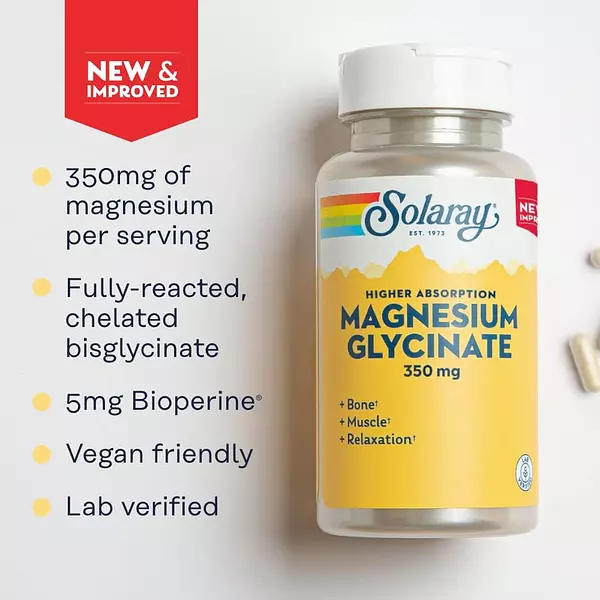 Salud y Equipamiento Médico - Glicinato De Magnesio Solaray, Bisglicinato 100% 3
