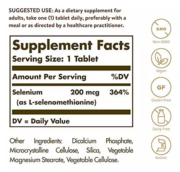 Salud y Equipamiento Médico - Solgar Selenio Sin Levadura 200 Mcg 100 Tabletas Antioxidant 2