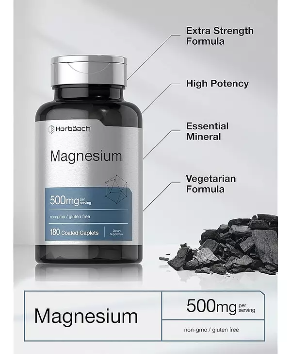 Salud y Equipamiento Médico - Magnesio 500mg | 180 Comprimidos | Suplemento Vegetariano 3