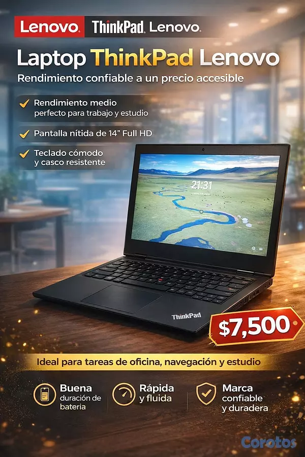 computadoras y laptops - 🔥 Laptop Lenovo ThinkPad – Rendimiento sólido y co 2
