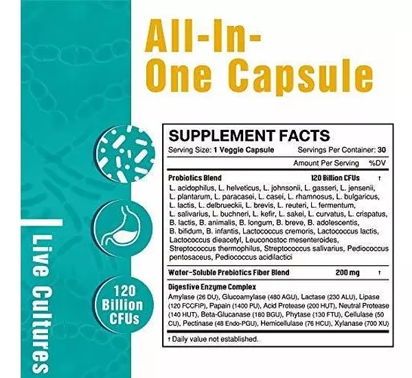 Salud y Equipamiento Médico - Vitalitown 120 Mil Millones De Ufc Probioticos | 36 Cepas + 2