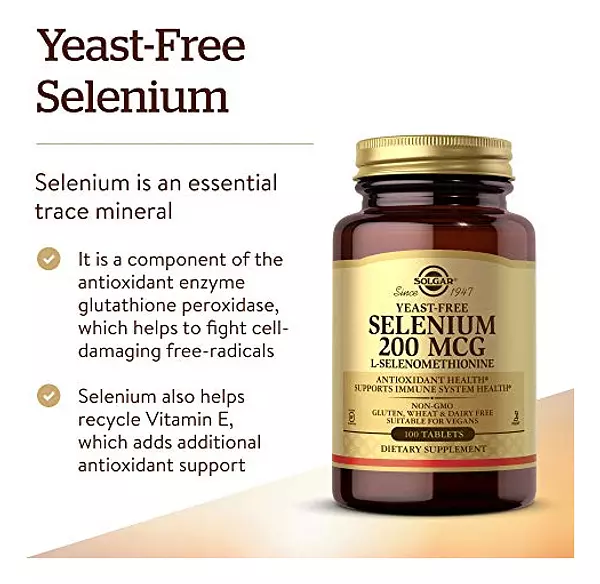 Salud y Equipamiento Médico - Solgar Selenio Sin Levadura 200 Mcg 100 Tabletas Antioxidant 3