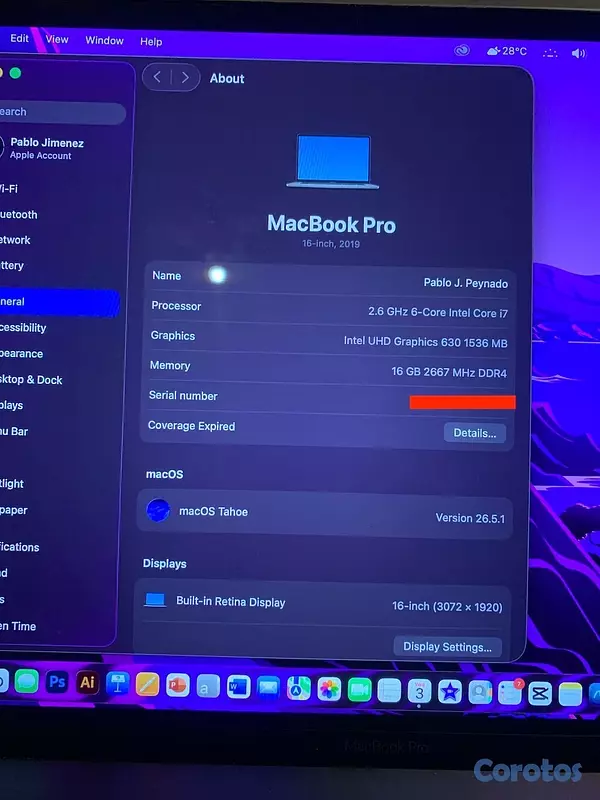 computadoras y laptops - MACBOOK PRO 16" COMO NUEVA 5