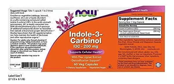 Salud y Equipamiento Médico - Now Supplements, Indole-3-carbinol 200 Mg 60 Veg Capsulas 2