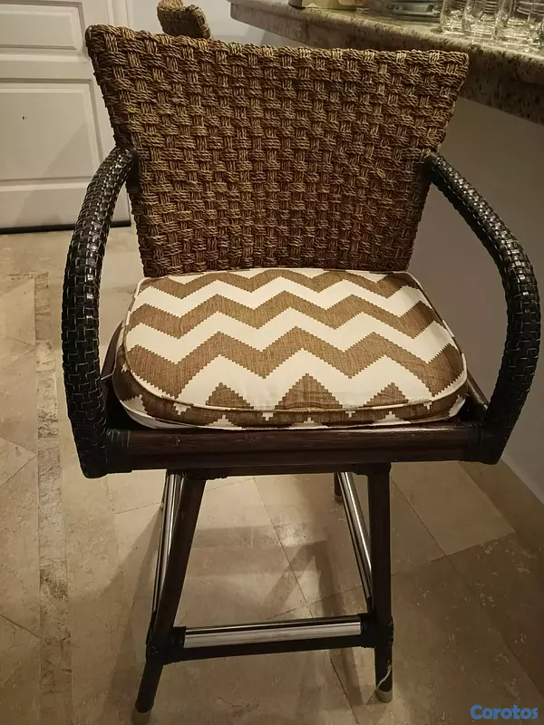 muebles y colchones - Butacas Altas de Rattan/Mimbre – Para Isla de Cocina o Bar 🔥 2