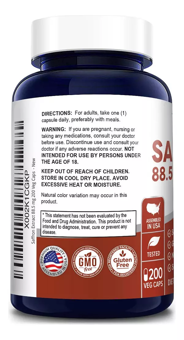 Salud y Equipamiento Médico - Azafran Puro De 88.50 Mg 200 Cap Nusapure 3