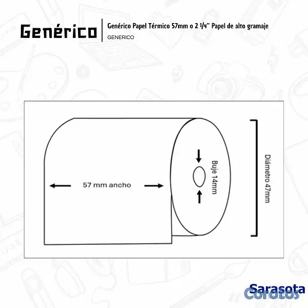 accesorios para electronica - Genérico Rollo de Papel Impresora Térmica 2-1/4" ( 3