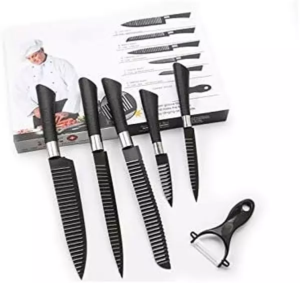 cocina - Juego de cuchillos  de corte de cocina de 6 piezas, revestimiento antiadherente 2
