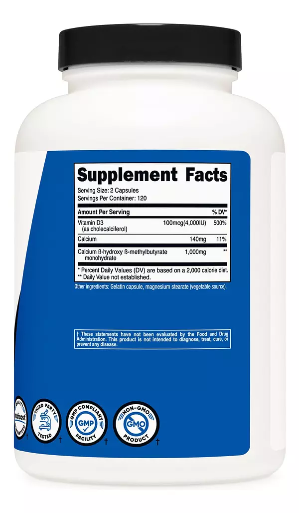 Salud y Equipamiento Médico - Hmb (1000mg) Y Suplemento De Vitamina D3 (4000 Ui)-nutricost 4