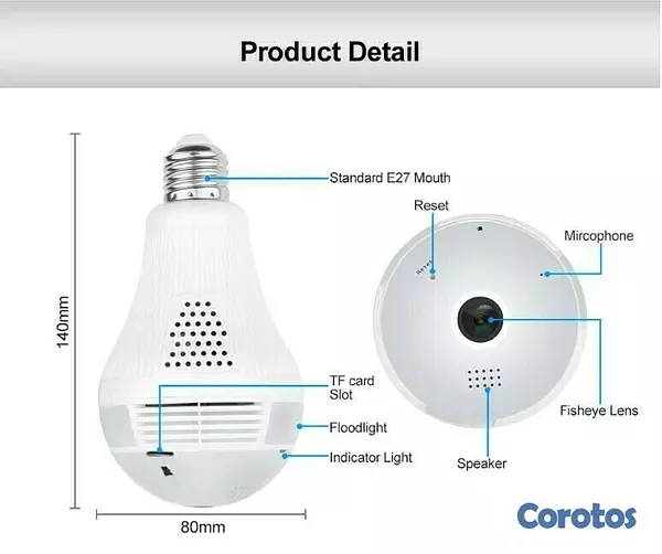 camaras y audio - Cámara wifi tipo bombillo, ideal para monitorear de manera discreta.  3