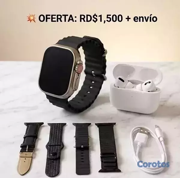 accesorios para electronica - 📱⌚ Smartwatch Ultra 9 + Audífonos Bluetooth 2