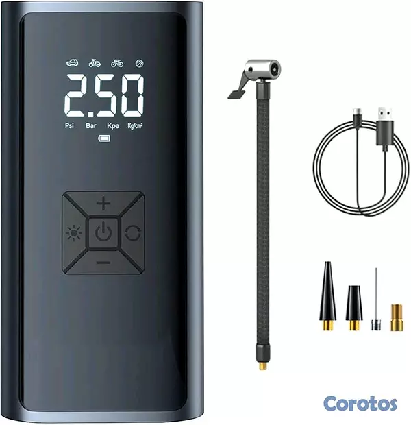 accesorios para vehiculos - bomba de aire inalámbrica para carro con pantalla LED  3