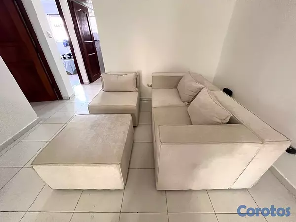 muebles y colchones - Juego de Sala Modular en Tela Veracruz Marfil –  Nuevo 2