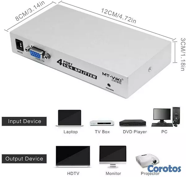 otros electronicos - Interruptor Splitter para monitores  VGA  1 en 4 puertos de vídeo 7
