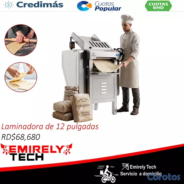 equipos profesionales - Laminadora rodillo de masa harina de 12 pulgadas 1