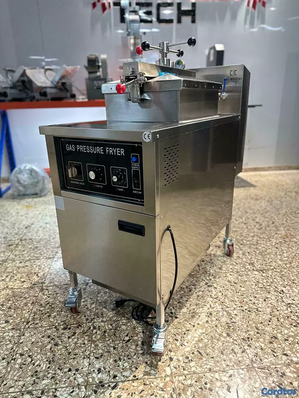 equipos profesionales - Freidora a presion industrial de gas pollo papas 9