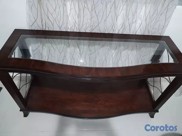 decoración y accesorios - Mesa de caoba tope de vidrio  4